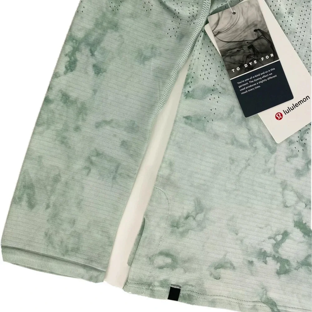 NWT lululemon Train to be Long sleeve tie dye green/white Top- RSWR/LW3EIPD - Picture 9 of 12
